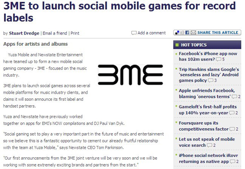 3ME to launch social mobile games