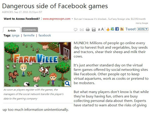 Dangerous side of Facebook games