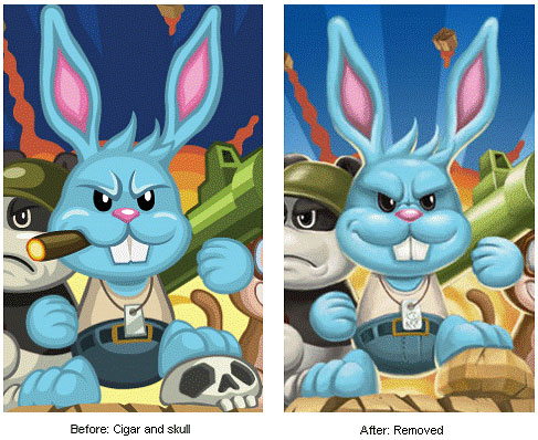 Sargent Bunny before and after