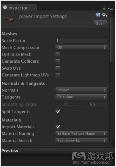 unity3d-player-import-settings(from raywenderlich)