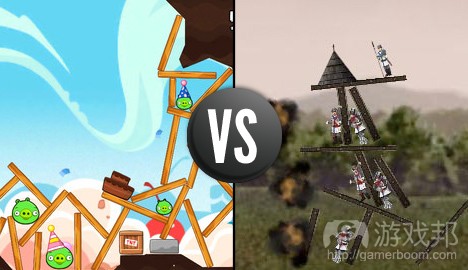 angry birds vs  Crush the Castle(from ign.com)