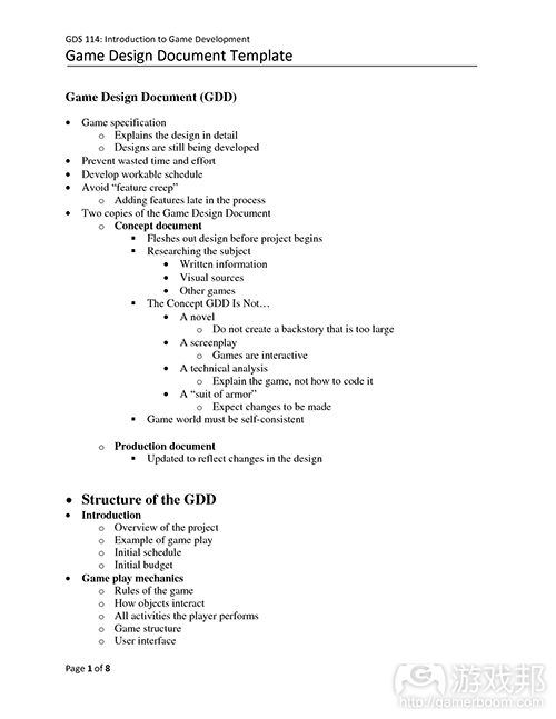 GDD template(from docstoc.com)