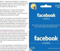 Target发售Facebook虚拟货币礼券，最大面值50美元
